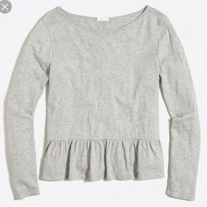 J. Crew Gray Peplum Long Sleeve Shirt